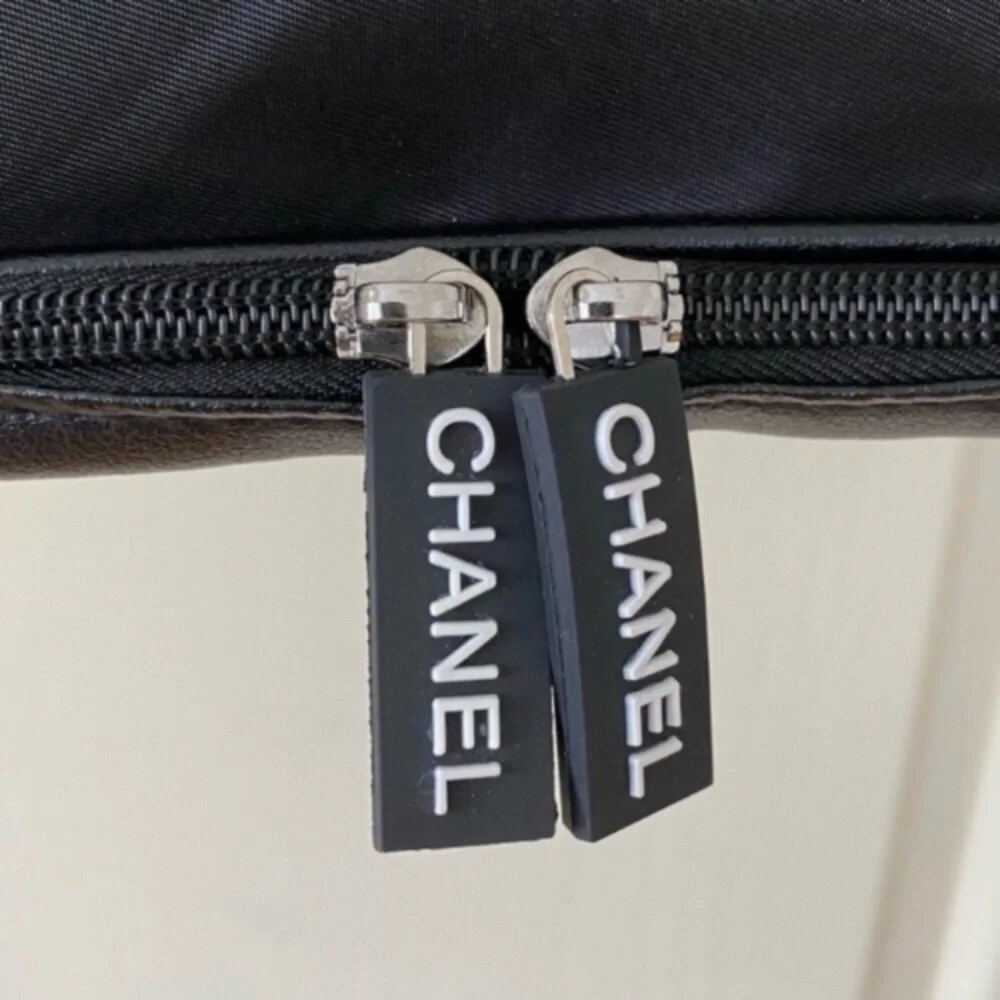 Brand New Chanel Black Nylon Large Makeup Bag/Pouch/Clutch with Wrist Strap